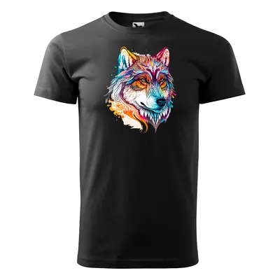 Tričko s potiskem Wolf paint 2 - černé 4XL