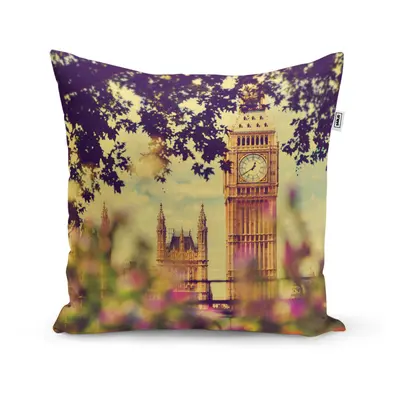 Polštář Londýn Big Ben Flowers - 60x60 cm