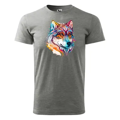 Tričko s potiskem Wolf paint 2 - šedé 2XL