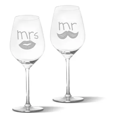 Skleničky na víno Mr. a mrs.: 2 x 49 cl