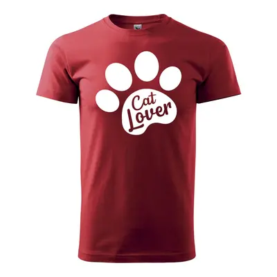 Tričko s potiskem Cat lover - červené 2XL