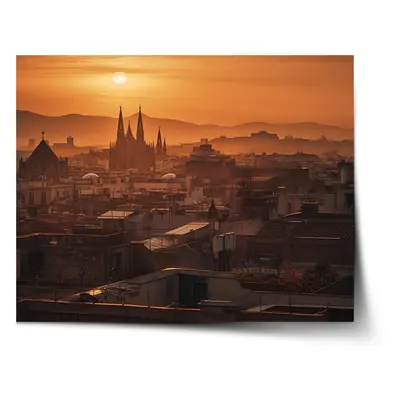 Plakát Barcelona Night Skyline - 120x80 cm