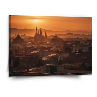 Obraz Barcelona Night Skyline - 150x110 cm