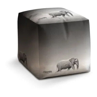 Taburet Cube Slon a zebra: 40x40x40 cm