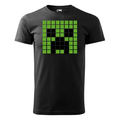 Tričko s potiskem Blocks Creeper Green - černé 4XL