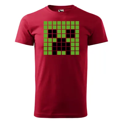 Tričko s potiskem Blocks Creeper Green - červené 5XL