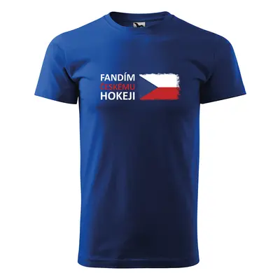 Tričko s potiskem Fandím českému hokeji - modré 3XL