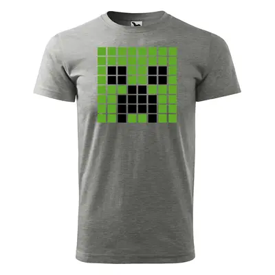 Tričko s potiskem Blocks Creeper Green - šedé 4XL