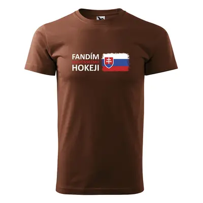 Tričko s potiskem Fandím slovenskému hokeji - hnědé S