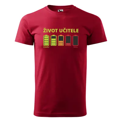 Tričko s potiskem Život učitele Po-Pá - červené 3XL