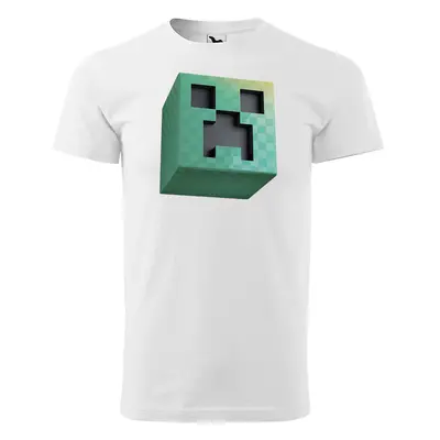 Tričko s potiskem Blocks Creeper - bílé 3XL