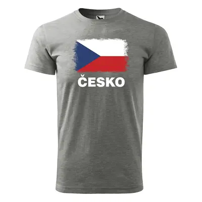 Tričko s potiskem Česko - šedé 2XL