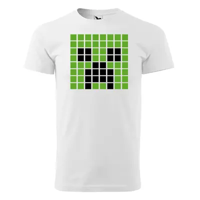 Tričko s potiskem Blocks Creeper Green - bílé 4XL