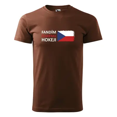 Tričko s potiskem Fandím českému hokeji - hnědé 4XL