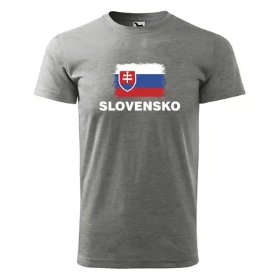 Tričko s potiskem Slovensko - šedé XL