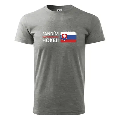 Tričko s potiskem Fandím slovenskému hokeji - šedé 2XL