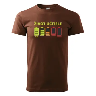 Tričko s potiskem Život učitele Září-Červen - hnědé 4XL