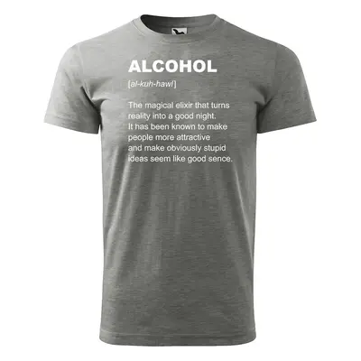 Tričko s potiskem Alcohol - šedé 5XL