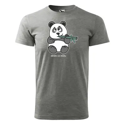 Tričko s potiskem Dělám co můžu Panda - šedé 3XL