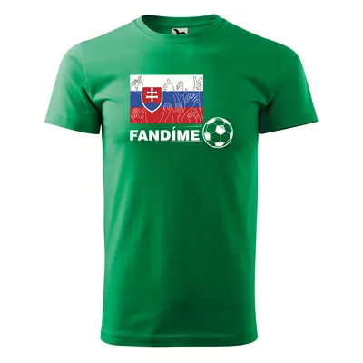 Tričko s potiskem Fandíme slovenskému fotbalu - zelené 2XL