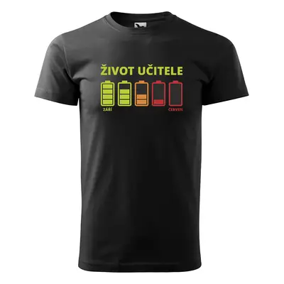 Tričko s potiskem Život učitele Září-Červen - černé 4XL