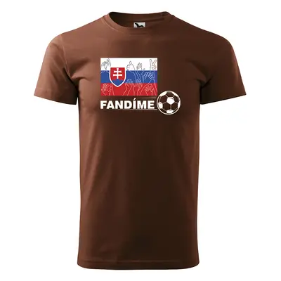 Tričko s potiskem Fandíme slovenskému fotbalu - hnědé 4XL