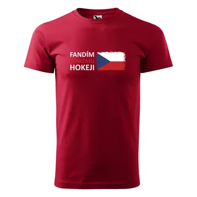 Tričko s potiskem Fandím českému hokeji - červené 4XL