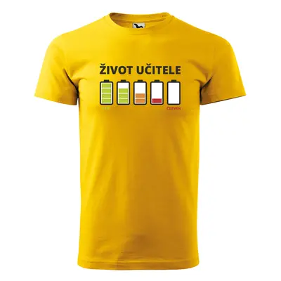 Tričko s potiskem Život učitele Září-Červen - žluté 4XL