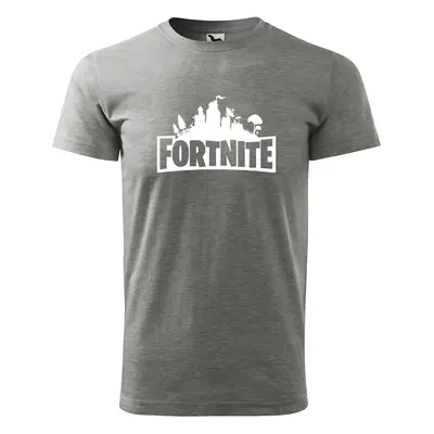 Tričko s potiskem Fortnite Pevnost - šedé 4XL