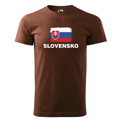 Tričko s potiskem Slovensko - hnědé 3XL