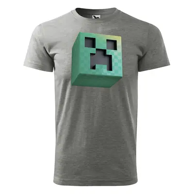 Tričko s potiskem Blocks Creeper - šedé 4XL