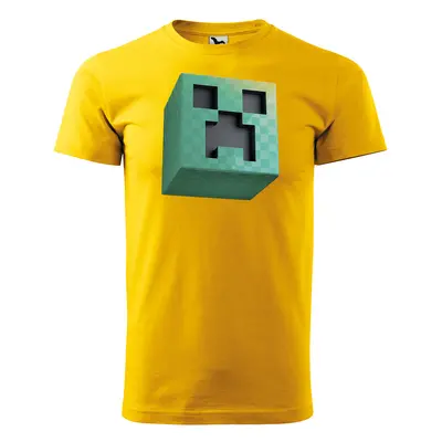 Tričko s potiskem Blocks Creeper - žluté 4XL