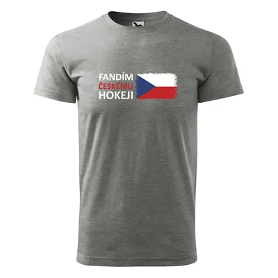 Tričko s potiskem Fandím českému hokeji - šedé 2XL