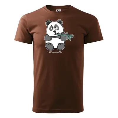 Tričko s potiskem Dělám co můžu Panda - hnědé 4XL