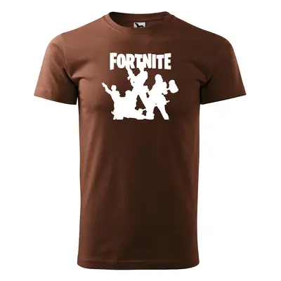 Tričko s potiskem Fortnite Team - hnědé 3XL