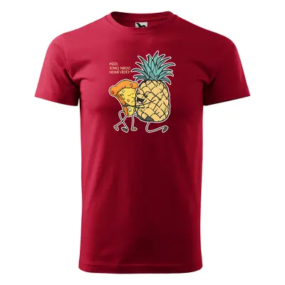 Tričko s potiskem Ananas s pizzou - červené 2XL