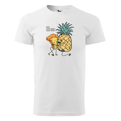 Tričko s potiskem Ananas s pizzou - bílé 5XL