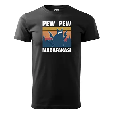 Tričko s potiskem PEW PEW MADAFAKAS - černé 5XL