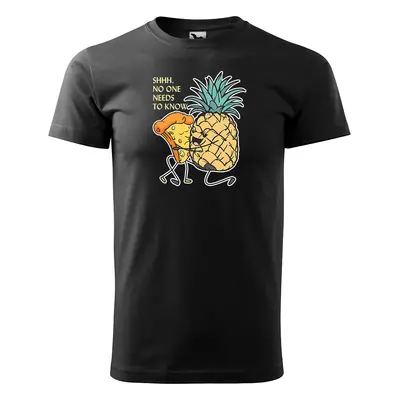 Tričko s potiskem Pineapple with pizza - černé M