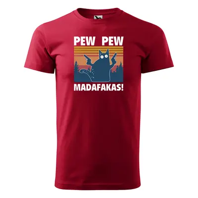 Tričko s potiskem PEW PEW MADAFAKAS - červené M