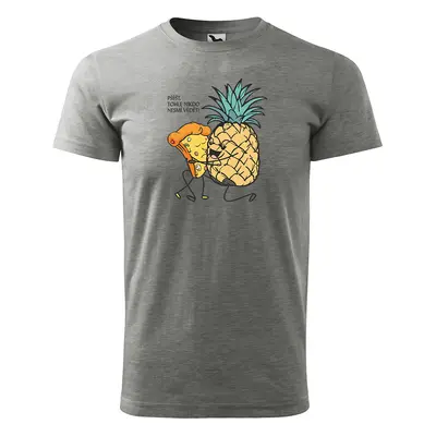 Tričko s potiskem Ananas s pizzou - šedé 4XL