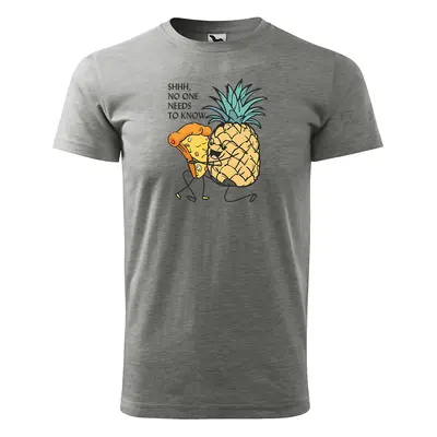 Tričko s potiskem Pineapple with pizza - šedé 3XL