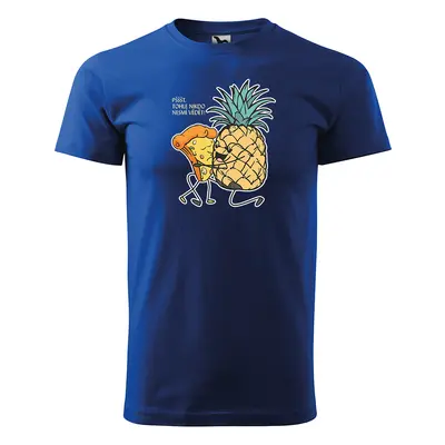 Tričko s potiskem Ananas s pizzou - modré 4XL