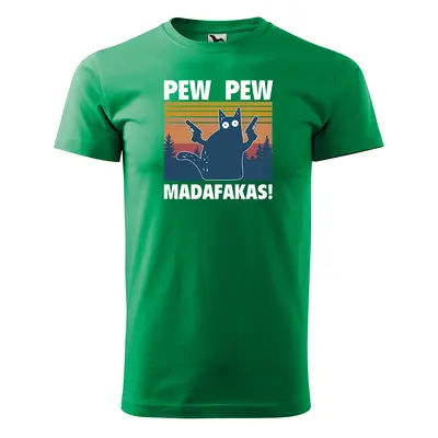 Tričko s potiskem PEW PEW MADAFAKAS - zelené 3XL