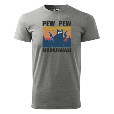 Tričko s potiskem PEW PEW MADAFAKAS - šedé 5XL