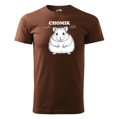 Tričko s potiskem CHOMIK - hnědé 2XL