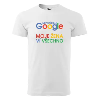 Tričko s potiskem Nepotřebuju GOOGLE - bílé 4XL