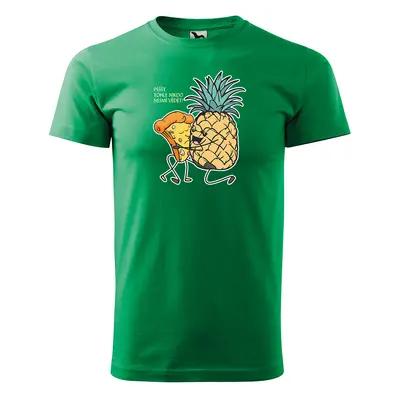 Tričko s potiskem Ananas s pizzou - zelené 3XL