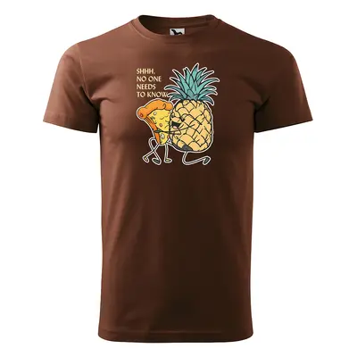 Tričko s potiskem Pineapple with pizza - hnědé 4XL