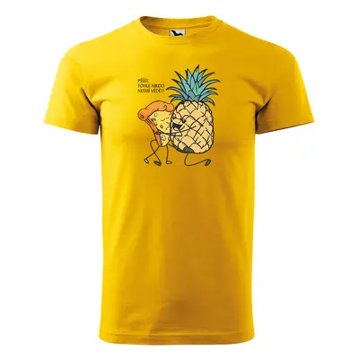 Tričko s potiskem Ananas s pizzou - žluté 4XL